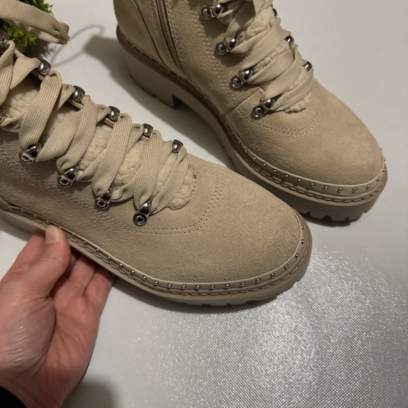 Steve Madden NWOT Rainer Leather Suede Lace Up Hiking Combat Chunky Boots 8.5 - Picture 3 of 9